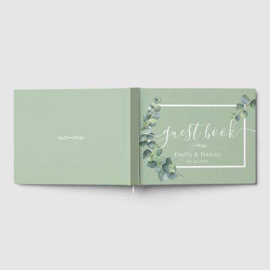 Botanische bruiloft Elegant Sage Green Guest Book Gastenboek (Volledig)