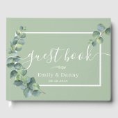Botanische bruiloft Elegant Sage Green Guest Book Gastenboek (Voorkant)