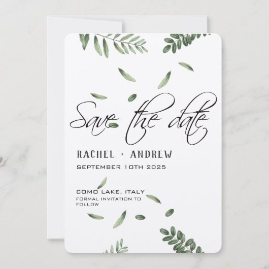 Botanische Bruiloft elegant Script modern eenvoudi Save The Date (Voorkant)