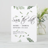 Botanische Bruiloft elegant Script modern eenvoudi Save The Date (Staand voorkant)