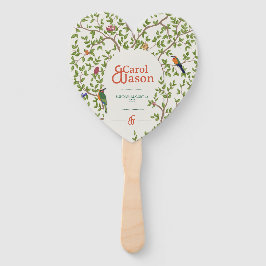 Botanische bruiloft gepersonaliseerde hart hand fa handwaaier