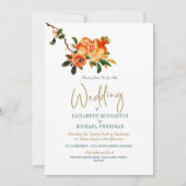 Botanische bruiloft Gold Elegant Modern Pomegranat Kaart (Voorkant)