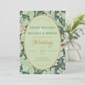 Botanische bruiloft groen laat gouden munt kaart (Staand voorkant)