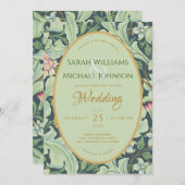 Botanische bruiloft groen laat gouden munt kaart (Voorkant / Achterkant)