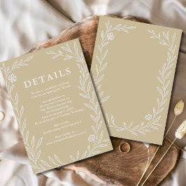 Botanische bruiloft informatie details behuizing kaart