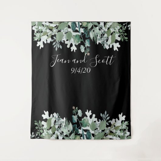 Botanische bruiloft laat moderne groene waterval wandkleed (Voorkant)