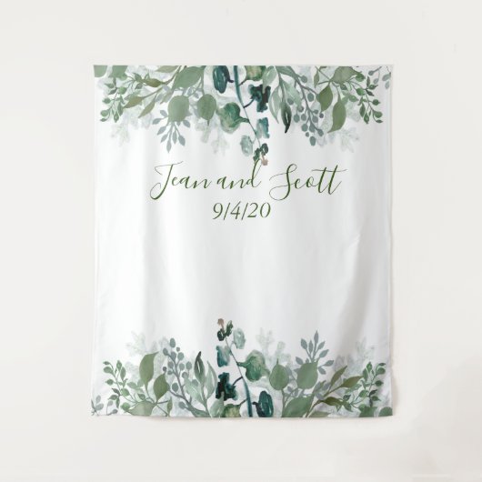 Botanische bruiloft laat moderne groene waterval wandkleed (Voorkant)