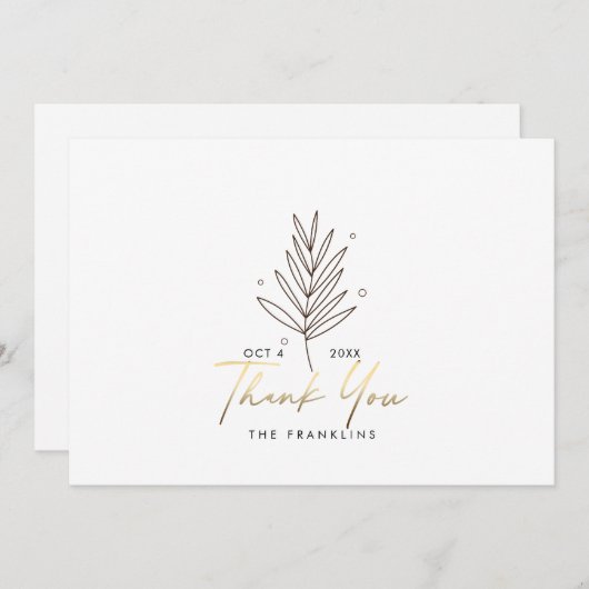 Botanische bruiloft Logo Gold bedankkaart (Voorkant / Achterkant)