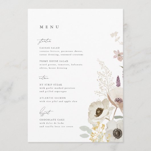 Botanische bruiloft Menu Kaart (Voorkant)