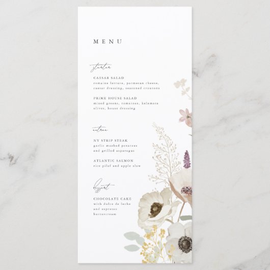 Botanische bruiloft Menu Kaart (Voorkant)