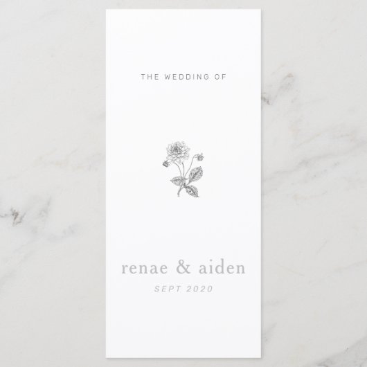 Botanische bruiloft Menu, Minimale bruiloft Menu (Achterkant)