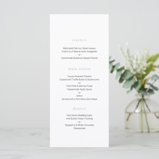 Botanische bruiloft Menu, Minimale bruiloft Menu (Staand voorkant)