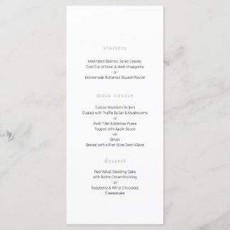 Botanische bruiloft Menu, Minimale bruiloft Menu