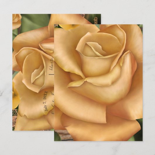 Botanische bruiloft met het Roos van Gele rozen Be Briefkaart (Voorkant / Achterkant)