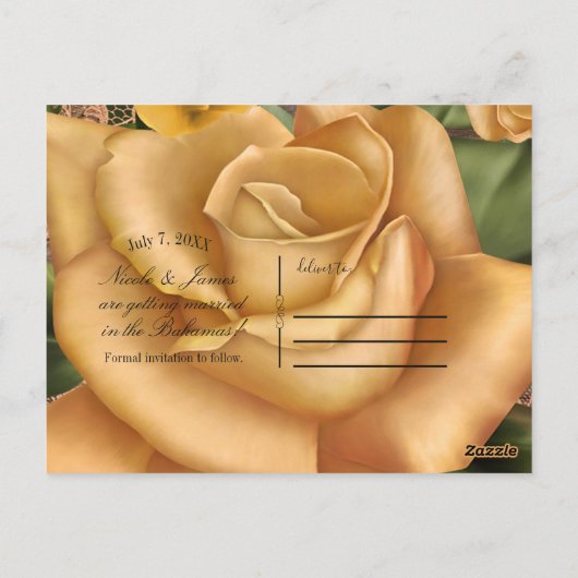 Botanische bruiloft met het Roos van Gele rozen Be Briefkaart (Achterkant)