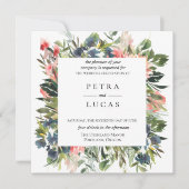 Botanische bruiloft met marinekoraal kaart (Voorkant)