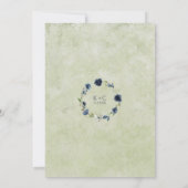 Botanische bruiloft met marinesblauwe wilde bloeme kaart (Achterkant)