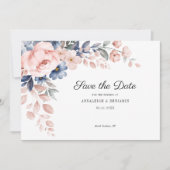Botanische bruiloft met roze Floral Script Save The Date (Voorkant)