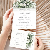 Botanische bruiloft met uitscheurbare RSVP All In One Uitnodiging