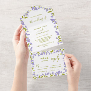 Botanische bruiloft met weide Wildflower All In One Uitnodiging