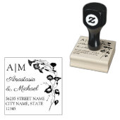 Botanische bruiloft monogram retouradres rubberstempel (Gestempeld)