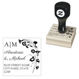 Botanische bruiloft monogram retouradres rubberstempel