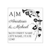 Botanische bruiloft monogram retouradres rubberstempel (Afrduk)