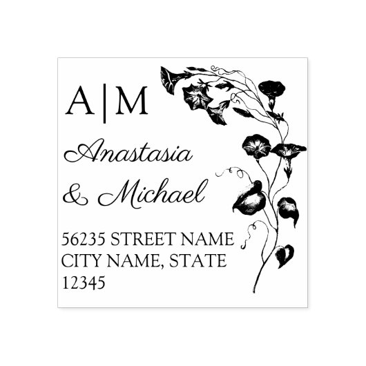 Botanische bruiloft monogram retouradres rubberstempel (Afrduk)