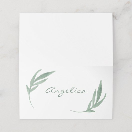 Botanische bruiloft naam plaatskaartje (Buitenkant ongevouwen)
