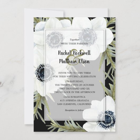 Botanische bruiloft nodigt uit tot zwarte en witte (Voorkant)