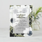 Botanische bruiloft nodigt uit tot zwarte en witte (Staand voorkant)