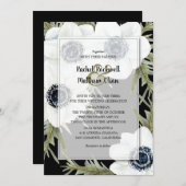 Botanische bruiloft nodigt uit tot zwarte en witte (Voorkant / Achterkant)