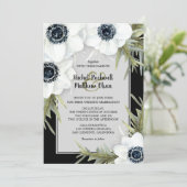 Botanische bruiloft nodigt uit tot zwarte en witte (Staand voorkant)