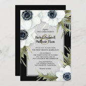 Botanische bruiloft nodigt uit tot zwarte en witte (Voorkant / Achterkant)