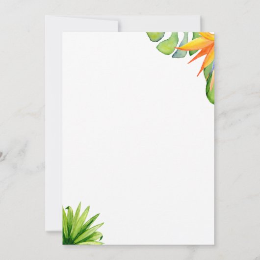 Botanische bruiloft op tropisch eiland kaart (Achterkant)