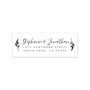 Botanische bruiloft paar script retour adres rubberstempel