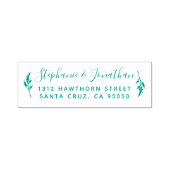 Botanische bruiloft paar script retour adres zelfinktende stempel (Design)