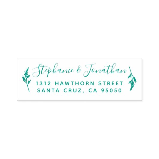 Botanische bruiloft paar script retour adres  zelfinktende stempel (Design)