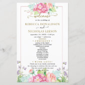 Botanische bruiloft programma Elegant Cute Flowers (Voorkant)