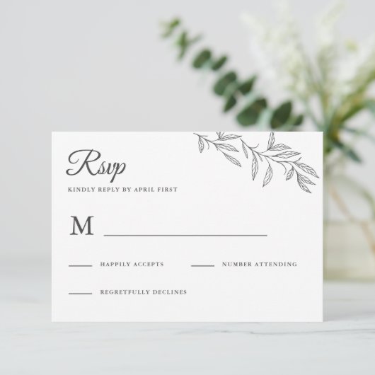 Botanische bruiloft RSVP-respons RSVP Kaartje (Staand voorkant)
