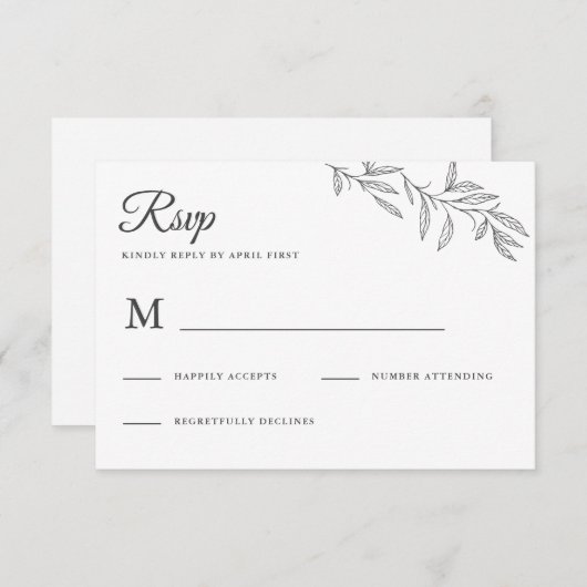 Botanische bruiloft RSVP-respons RSVP Kaartje (Voorkant / Achterkant)