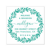 Botanische Bruiloft Script Naam & Retouradres Zelfinktende Stempel (Design)