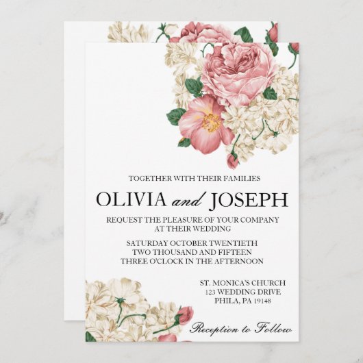  botanische bruiloft uitnodiging (Voorkant / Achterkant)