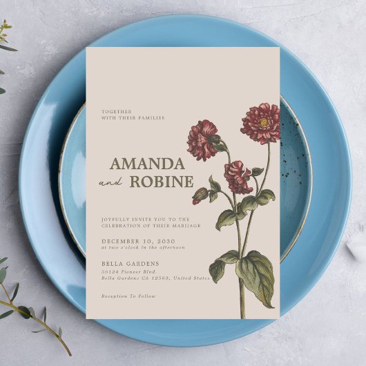  botanische bruiloft uitnodiging