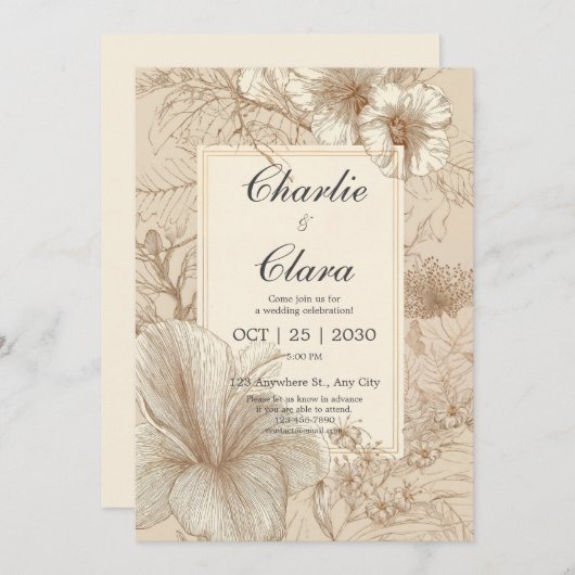  botanische bruiloft uitnodiging (Voorkant / Achterkant)