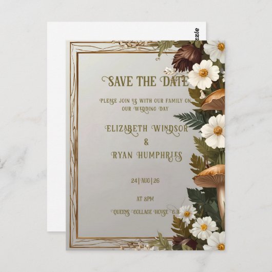 Botanische bruiloft uitnodiging Briefkaart (Voorkant / Achterkant)