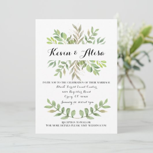 Botanische bruiloft uitnodiging Sjabloon (Staand voorkant)