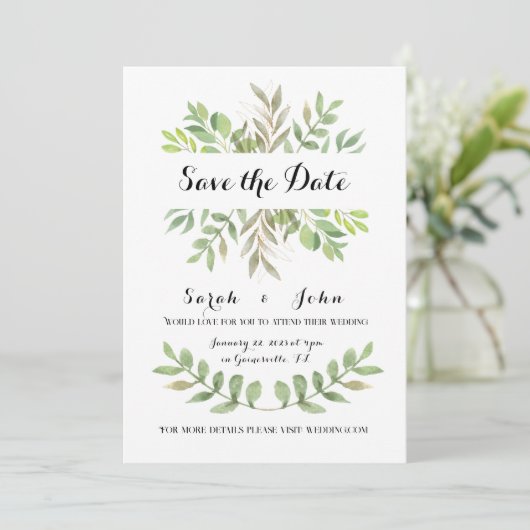 Botanische bruiloft uitnodiging Sjabloon (Staand voorkant)