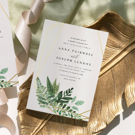 Botanische bruiloft van de groene geometrische Wat Folie Uitnodiging