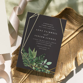 Botanische bruiloft van de groene geometrische Wat Folie Uitnodiging